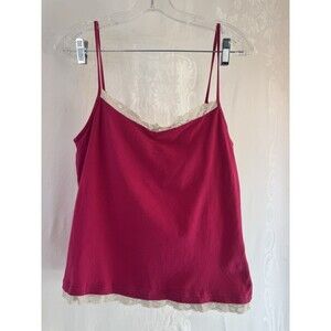Faded Glory Stretch Large Tank Top Built in Bra Lace Pink Y2K 2000s Fashion
